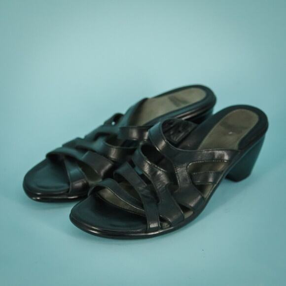 Dansko 38 Size 7.5-8 US Roz Black Leather Strappy Toe Slip On Comfort Sandals - Picture 1 of 8